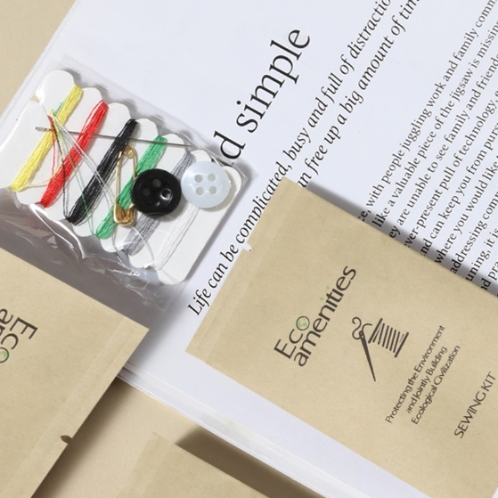 Hotel Vanity Kit - Cotton Buds, Flakes & Nail File in Kraft Bag, Travel Essentials