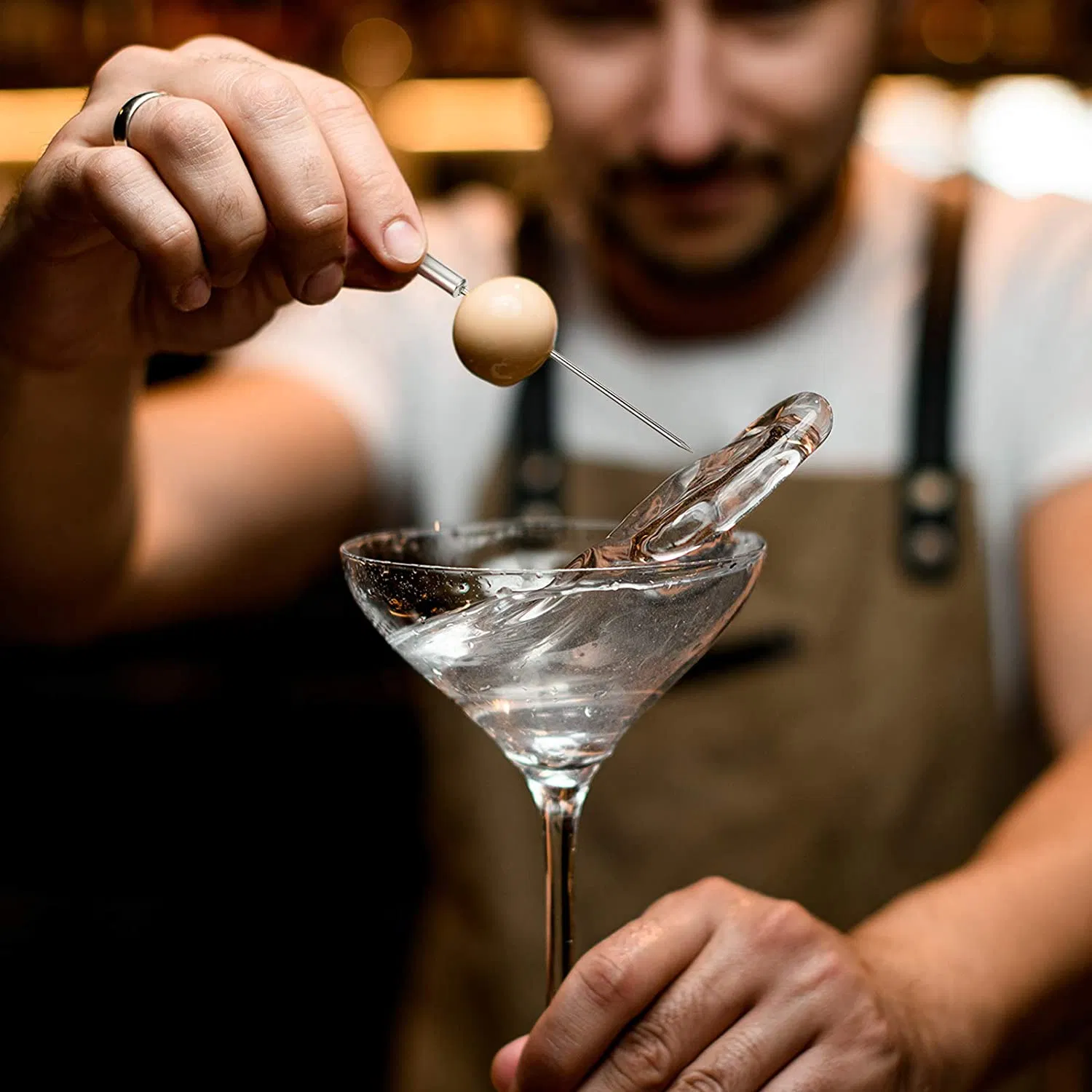 Stainless Steel Cocktail Martini Picks Reusable Metal Cocktail Skewers 4.3 Inch Bar Garnish Picks for Glenkinchie Glenleven Glenlivet