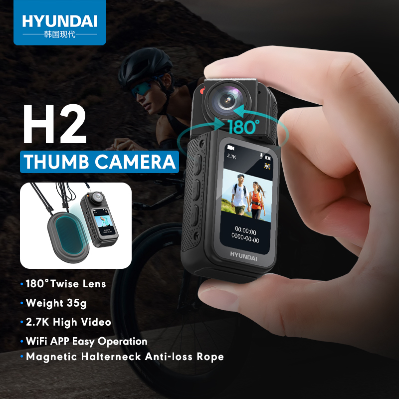 Hyundai H2 1080P 2.7K HD Outdoor Sports Camera with Wide Angle Cycling Wireless Action Camera