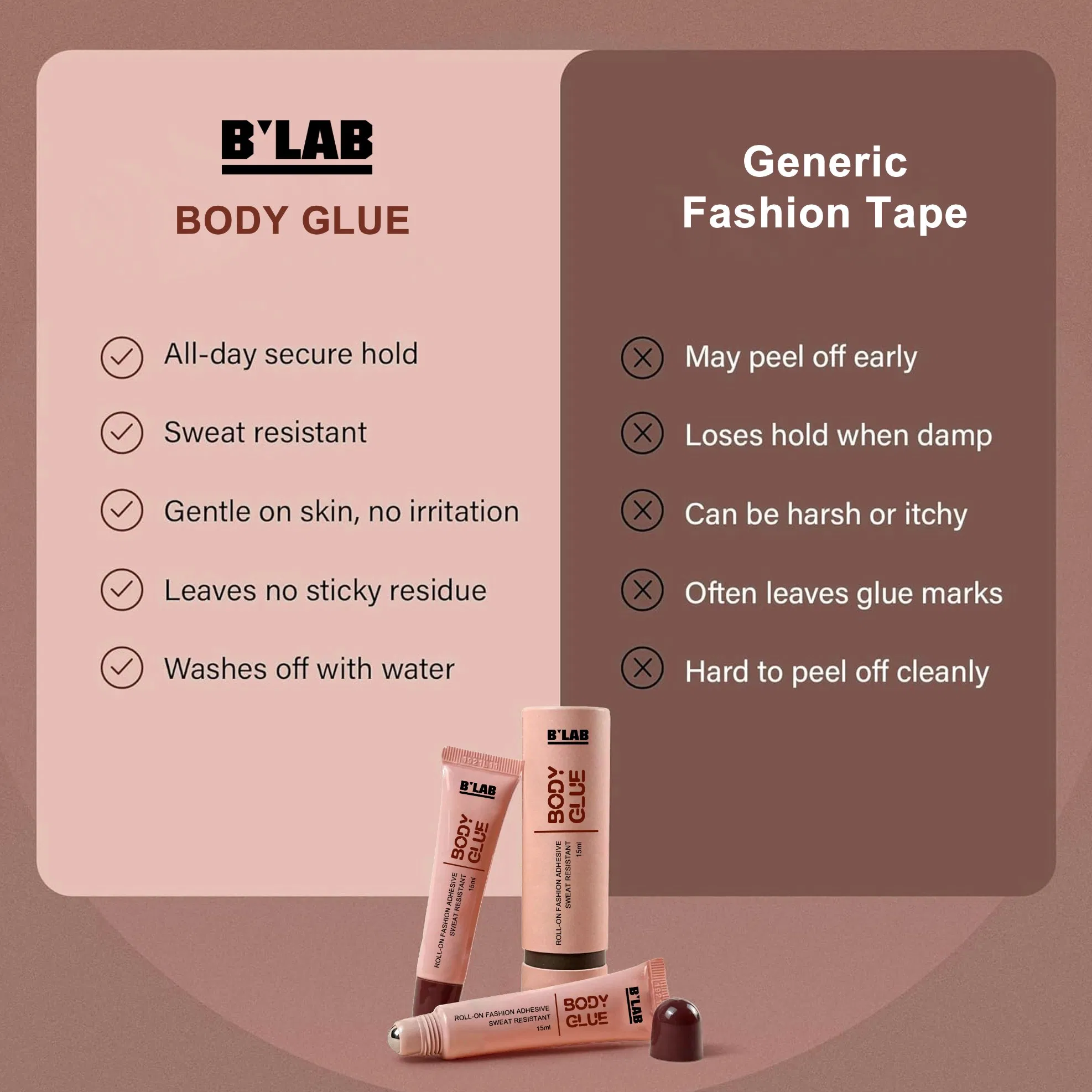 Wholesale Roll-on Body Adhesive Glue No Stain Liquid Fashion Tape for Clothes