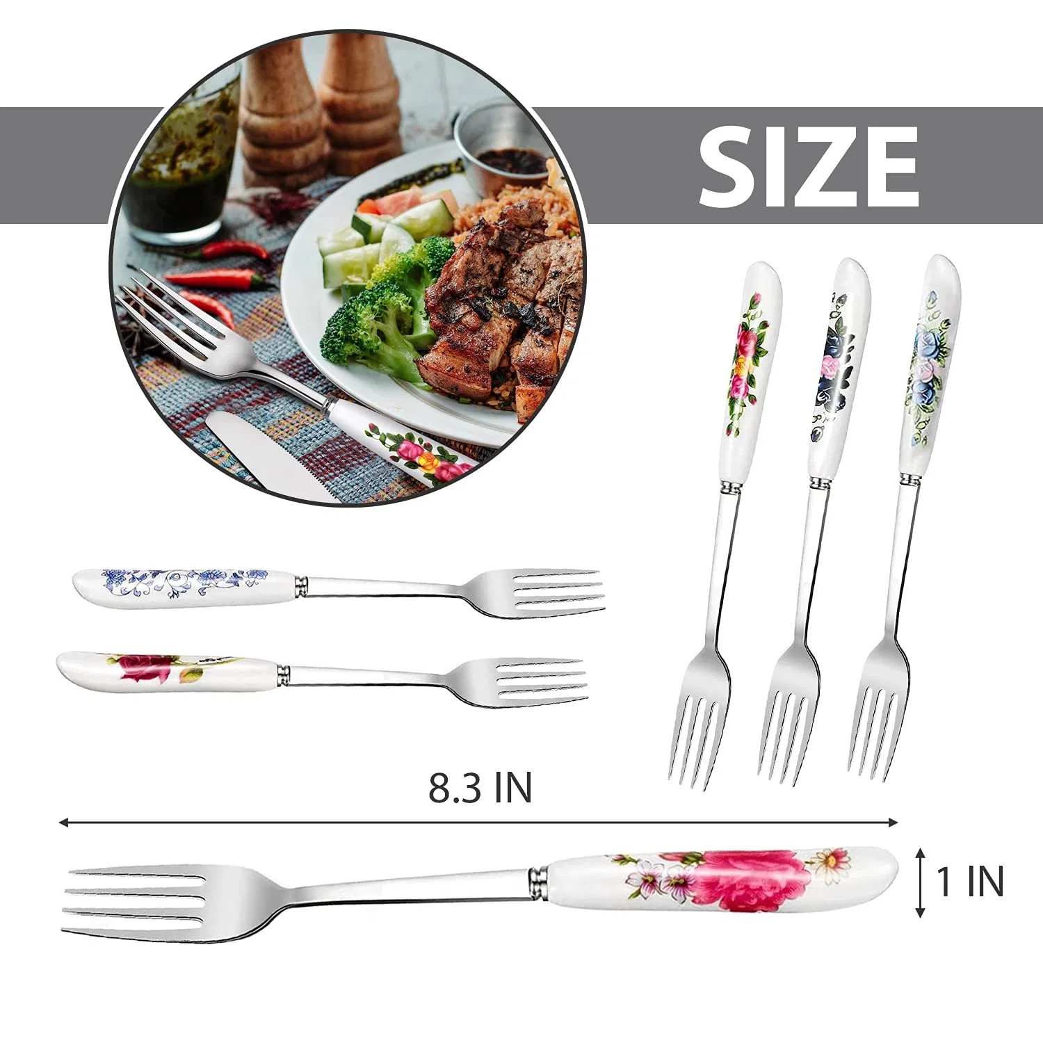 Promotion New Home Dinner Stainless Steel Silverware Ceramic Handle Dessert Fork