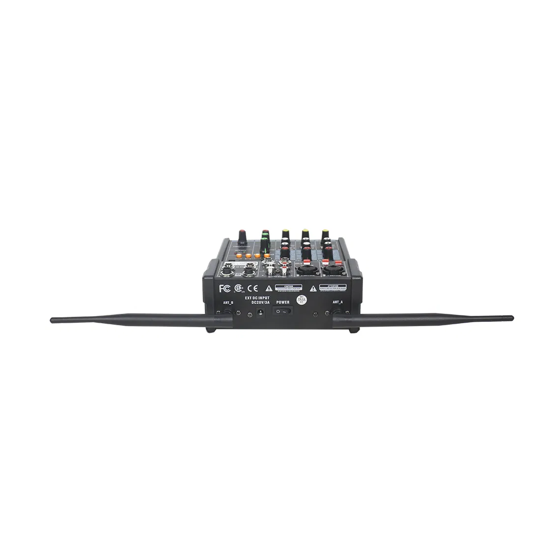 Professional 4 CH Digital Powered Mixer Console 2*60W at 4 Ohm with 1 Aux Input/Output, DSP Effects, USB, 2 UHF Wireless Microphone
