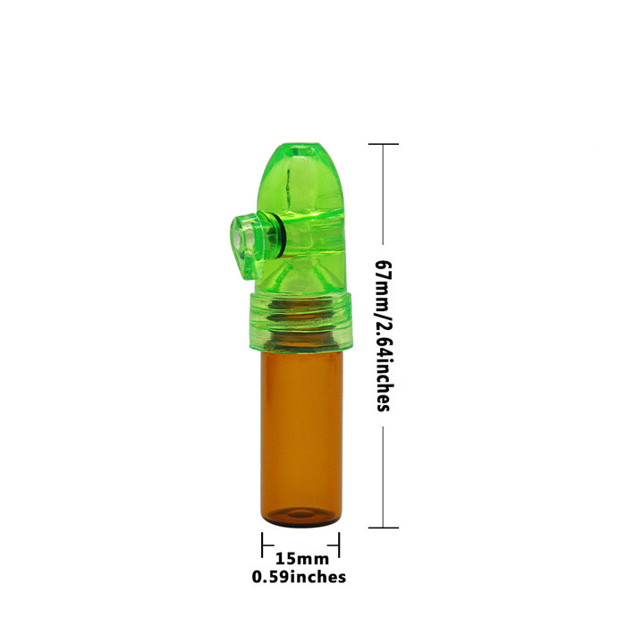 Portable Glass Snuff Bullet Vial Dispenser Pill Box