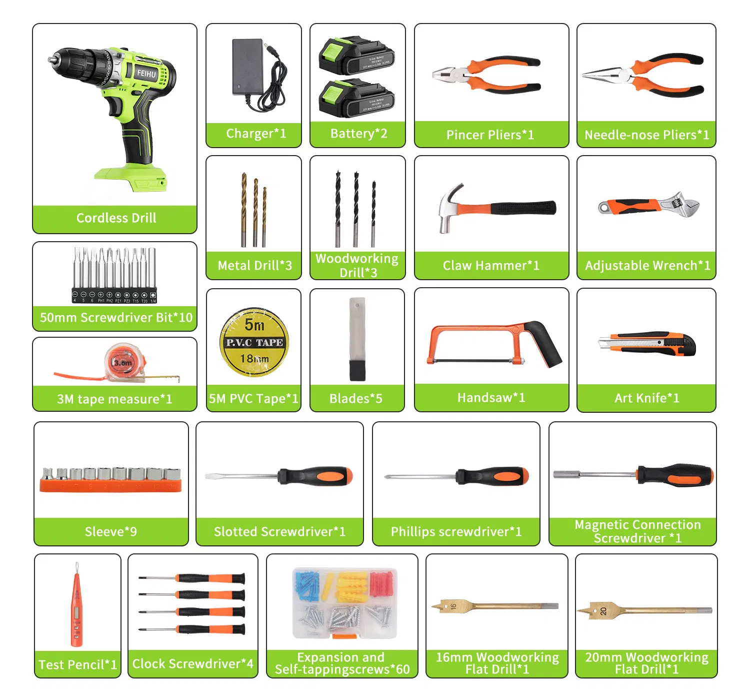 Auger Power-Tool Versatile Lithium-Ion Cordless Drill with Brushless Screwdriver