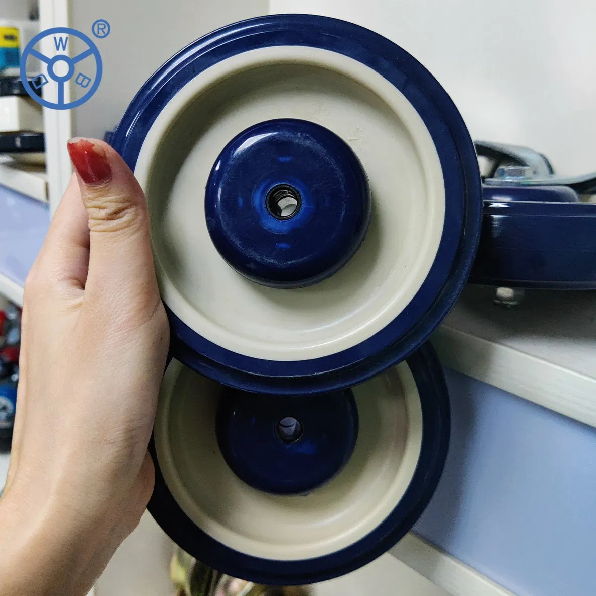 Blue PU Supermarket Caster Wheel 5 Inch