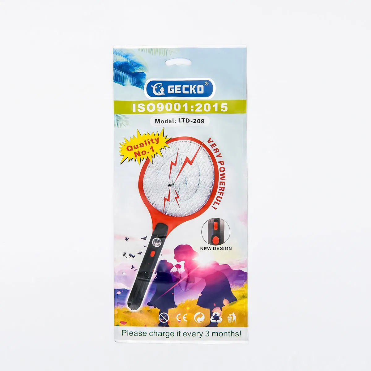 Middle Size Rechargeable with LED Light Mosquito Racket