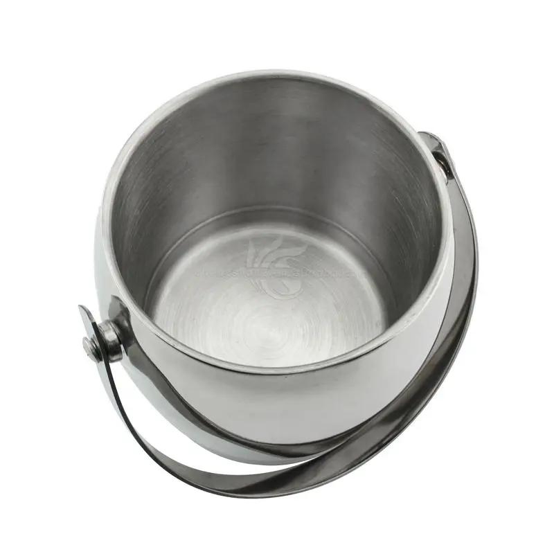 Stainless Steel Double Walled Ice Bucket Compact Heavy-Duty Metal Ice Bucket with Handle & Tong