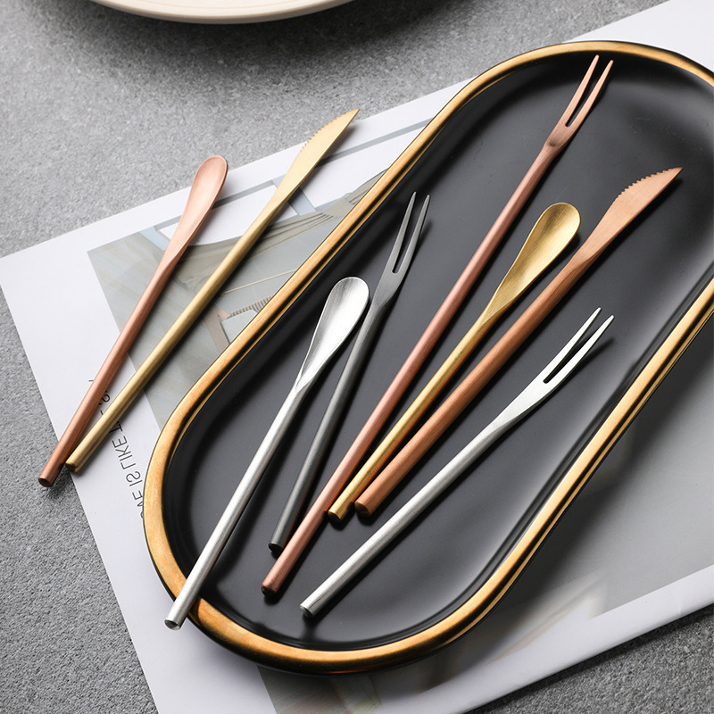 Stainless Steel Cutlery Set Creative Japanese Round Handle Cutlery