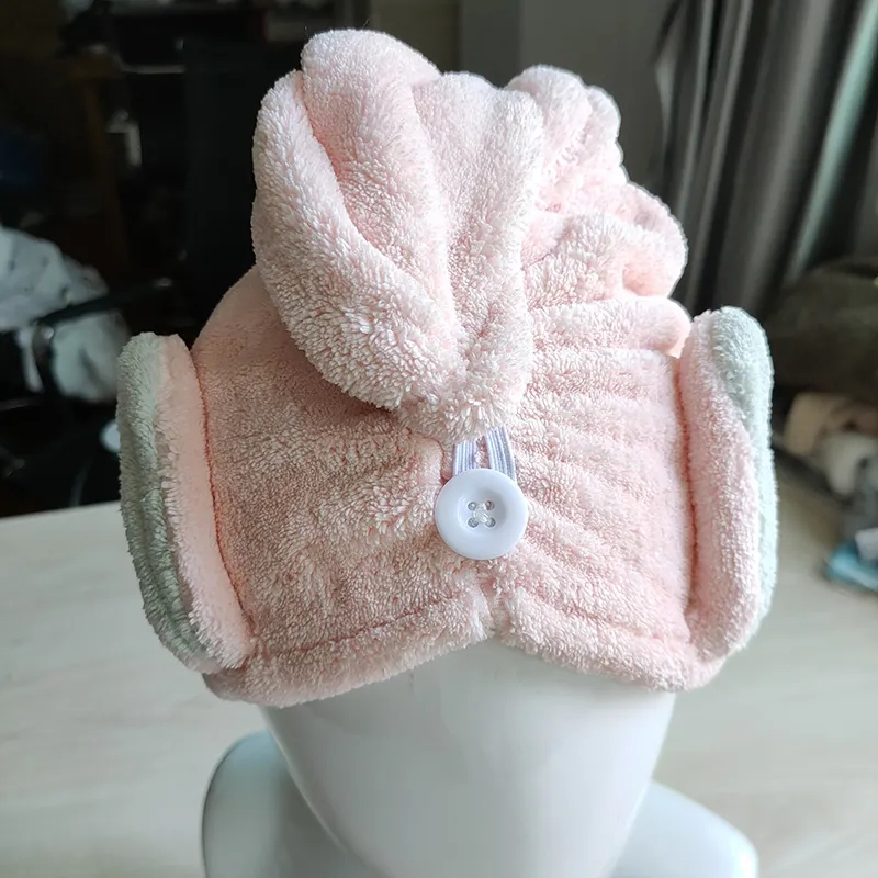 The New Rabbit Ears Dry Hair Cap Thick Quick-Drying Coral Fleece Dry Hair Towel
