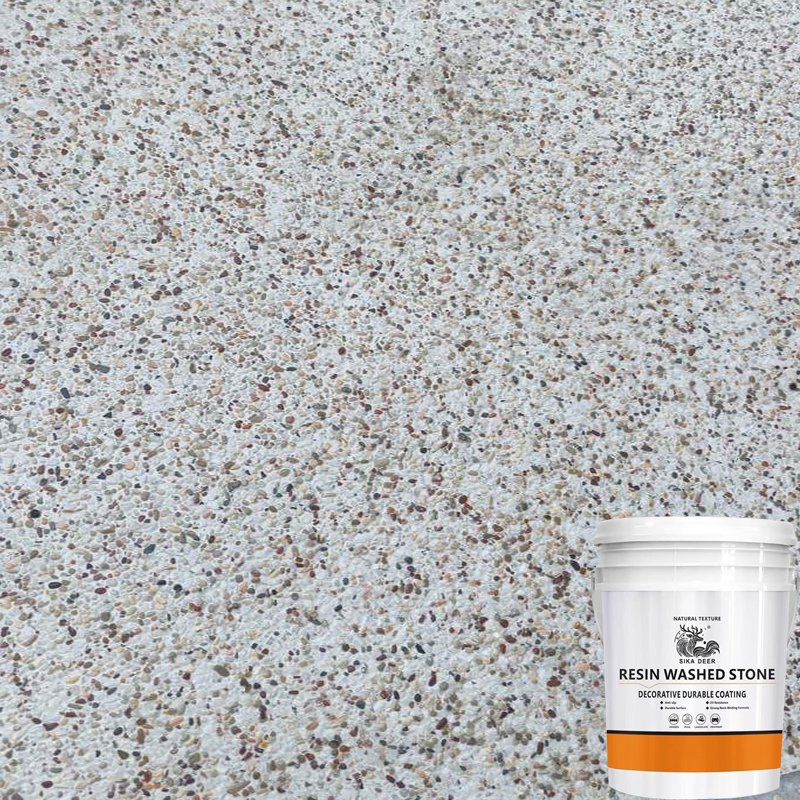 Courtyard Coffee Shop Is Decorated Beautiful Resin Washed Stone Paint.