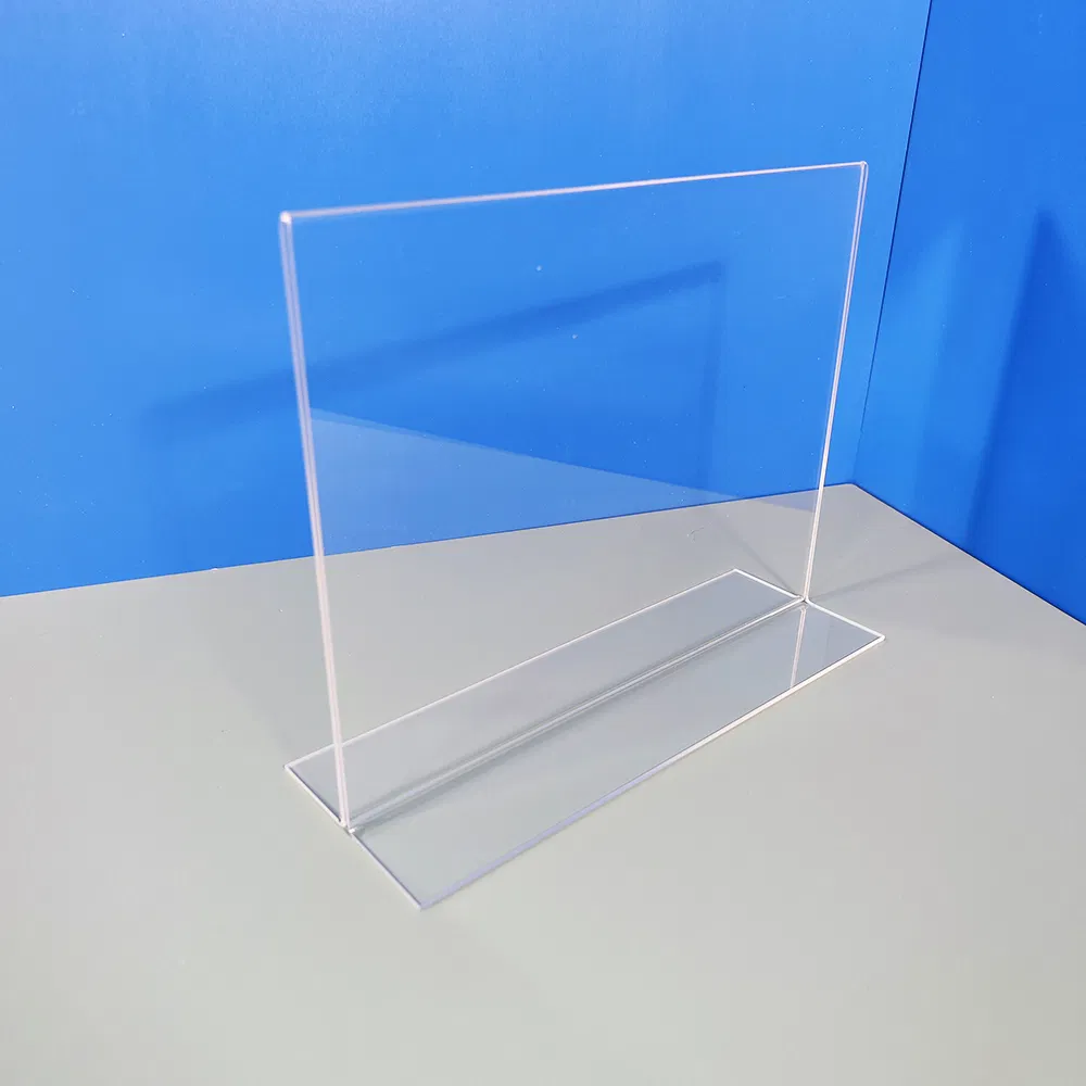 Factory Wholesale Clear A4 A6 5*7 Double Sided Stand L Shaped Acrylic Sign Holder Table Top Slanted 8.5*11 Acrylic Sign Holder