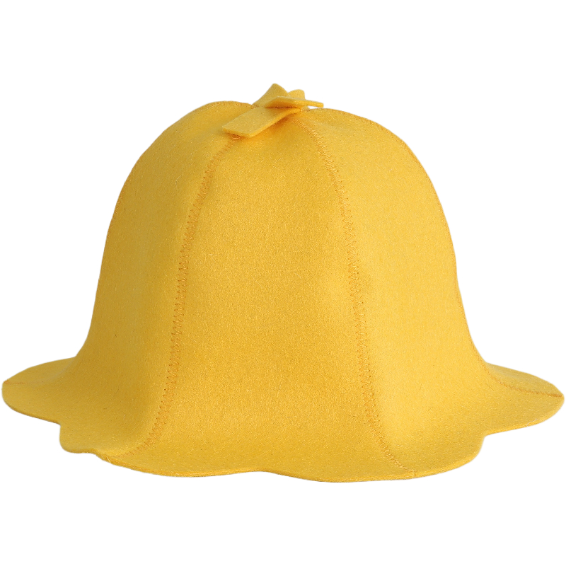 Yellow Flower Luxurious Wool Felt Sauna Cap SPA Wool Sauna Hat
