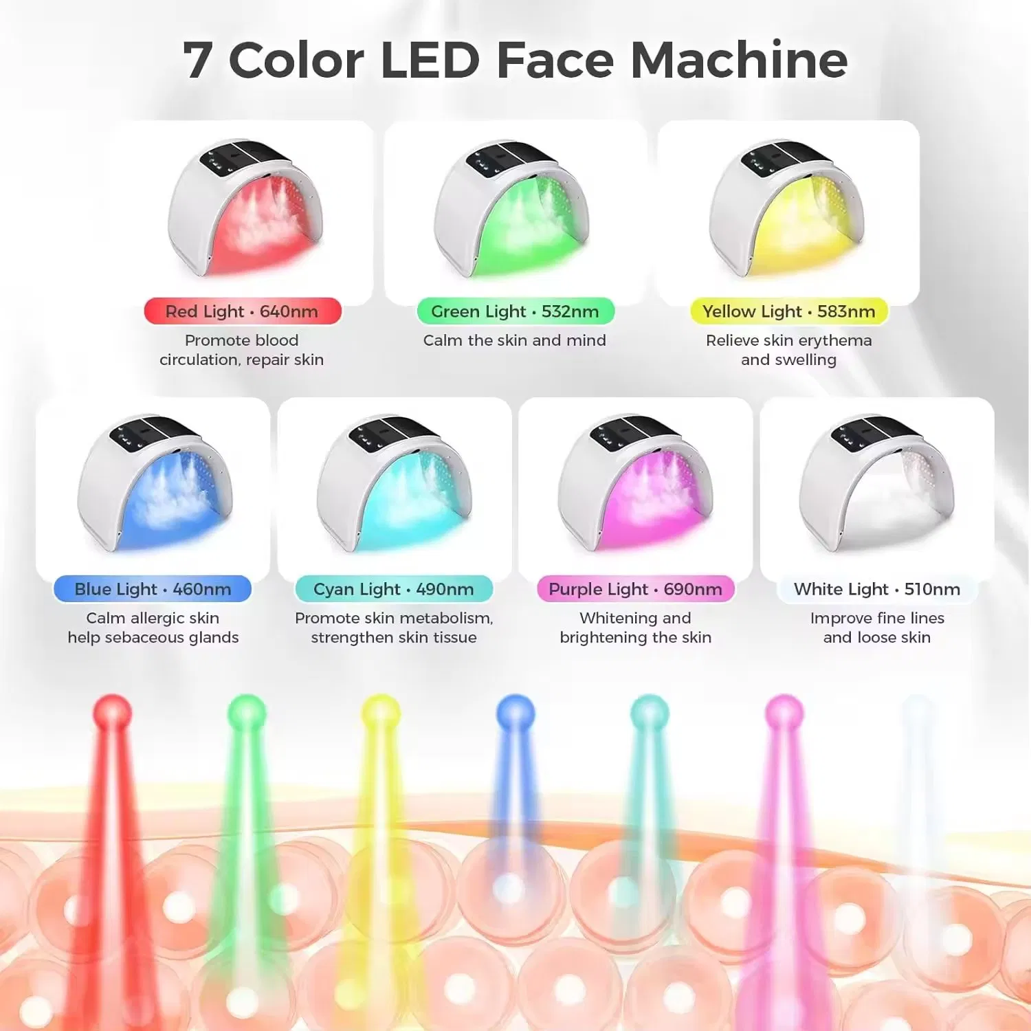 7 Color Cold Nano Spray Anti-Wrinkle Red Light Therapy Device Facial Beauty Use Professional PDT LED Light Therapy Machine