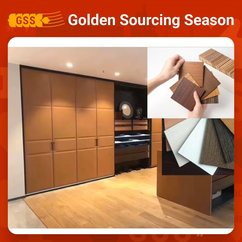 Changyuan Decoration Material Wood Veneer Ecological Board Natural Laminated Melamine Pattern Molded Panel Veneer Decoration Materials