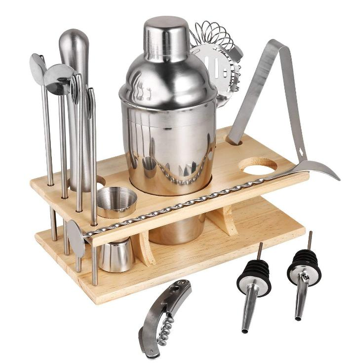 Promotional Custom Bar Home Luxury DIY Kit Stainless Steel Bar Tool Set Cocktail Shaker Kit for Effen Vodka Bowman's Ultimat