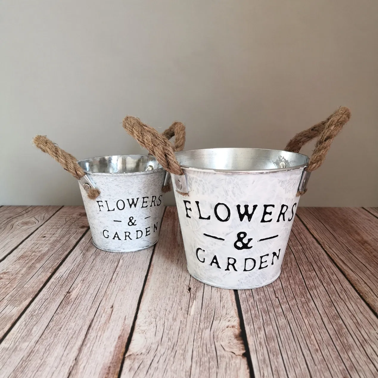 Home Decorative Garden Plants Antique Round White Color Hemp Rope Hanging S Painting Flower Pots