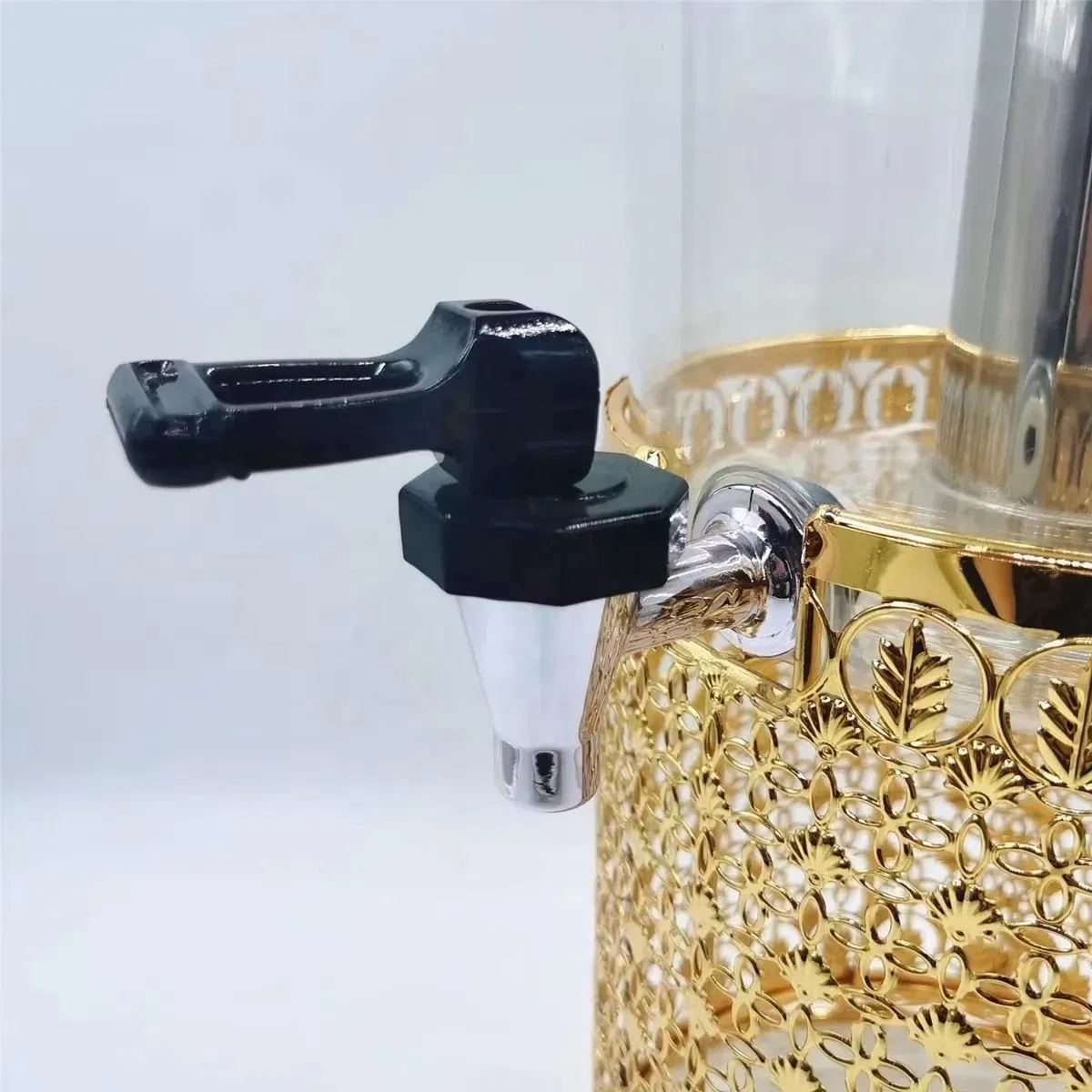 8L Gold Beverage Dispenser Stainless Steel and Plastic PC Barrel Dispenser