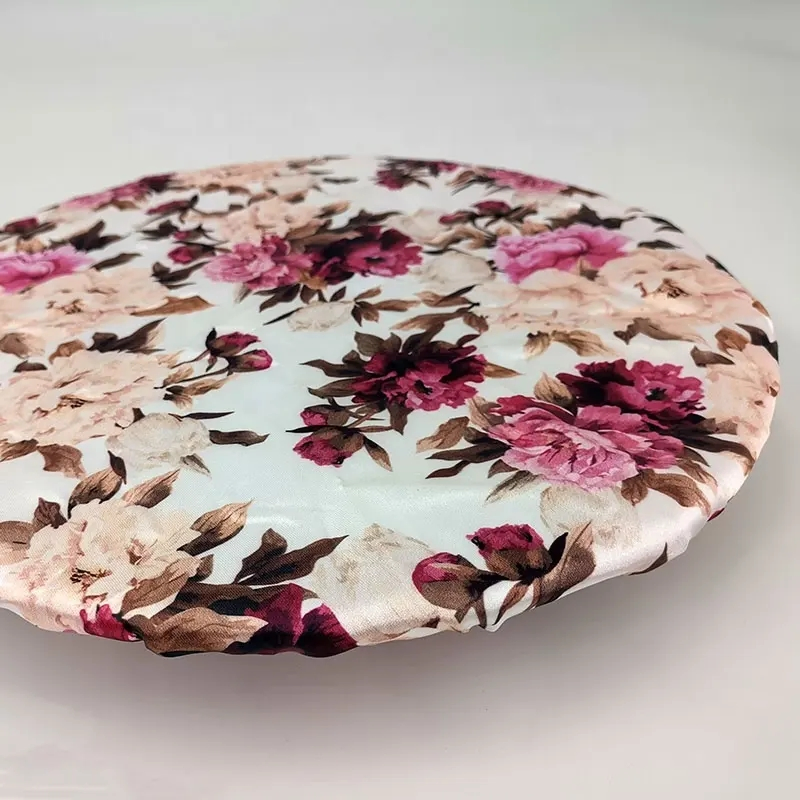 Popular Peony Printing Big Size Double Layer Bath Shower Cap