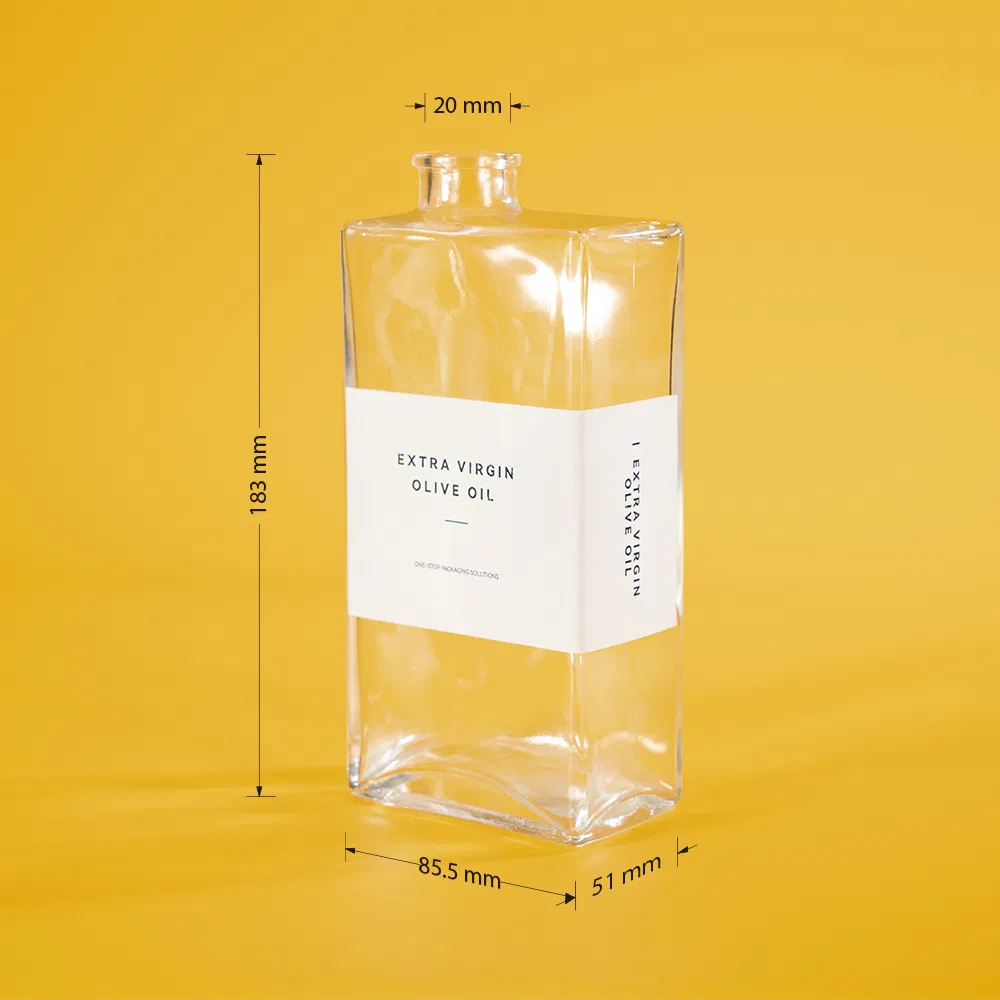 Hot Sale Unique Personalized Empty Square Clear 500ml Glass Olive Oil Bottles Set Packaged in Box