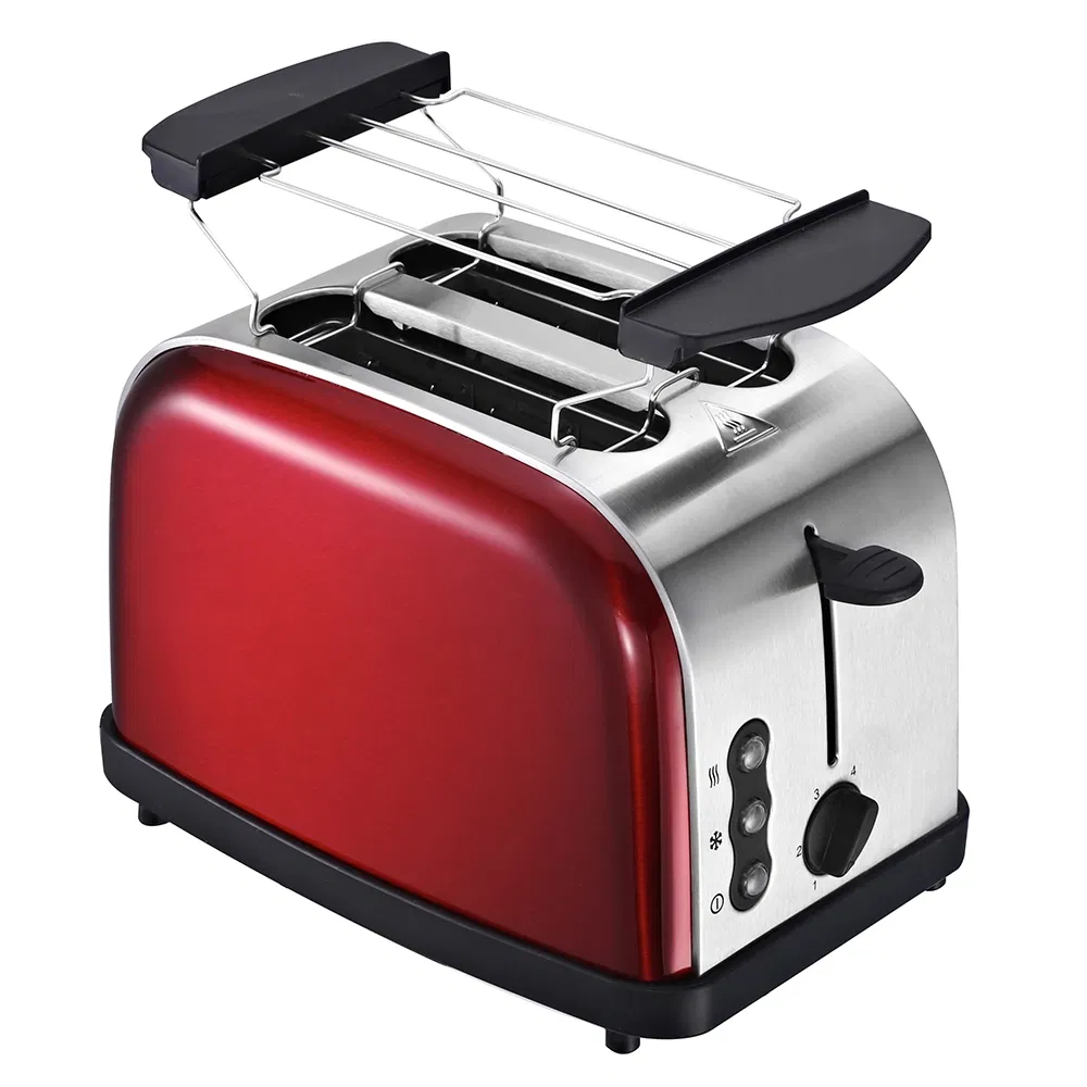 Toaster Stainless Steel Toaster Automatic 2 Slices Home Breakfast 6 Shade Settings with Removable Crumb Tray