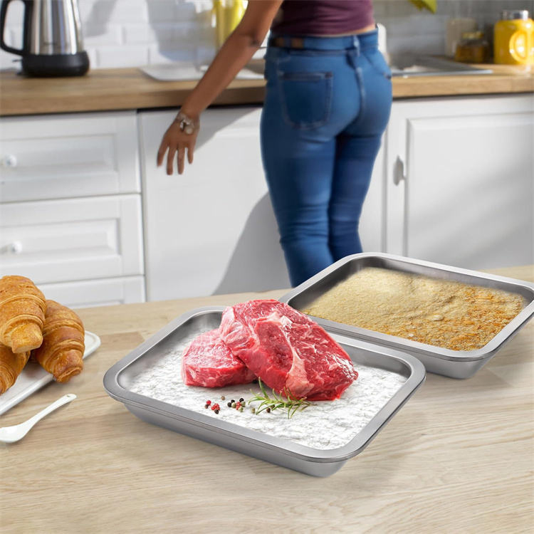 Factory Wholesale Stainless Steel Food Prep Serving Breading Pan Trays
