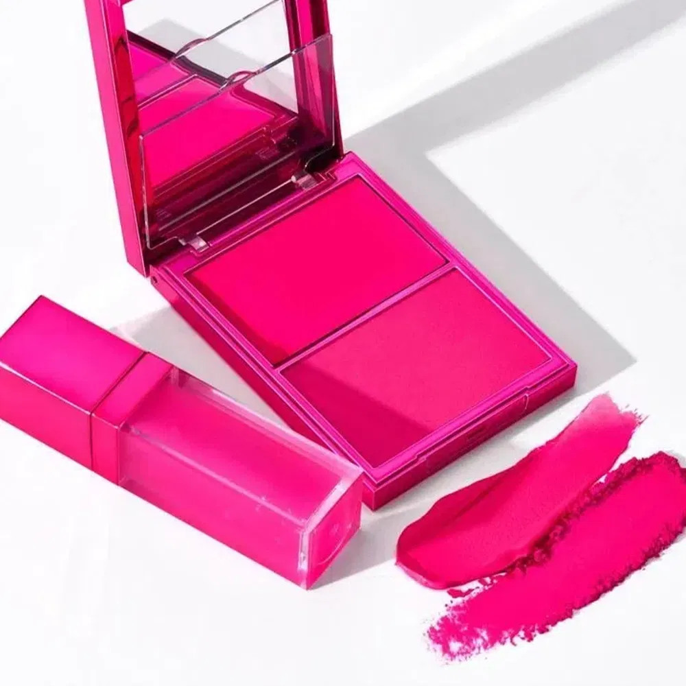 Manufacturers Private Label Fashion Makeup Pigment Blush Double Color Palette Lip Cheek Pink Cream Powder Blush
