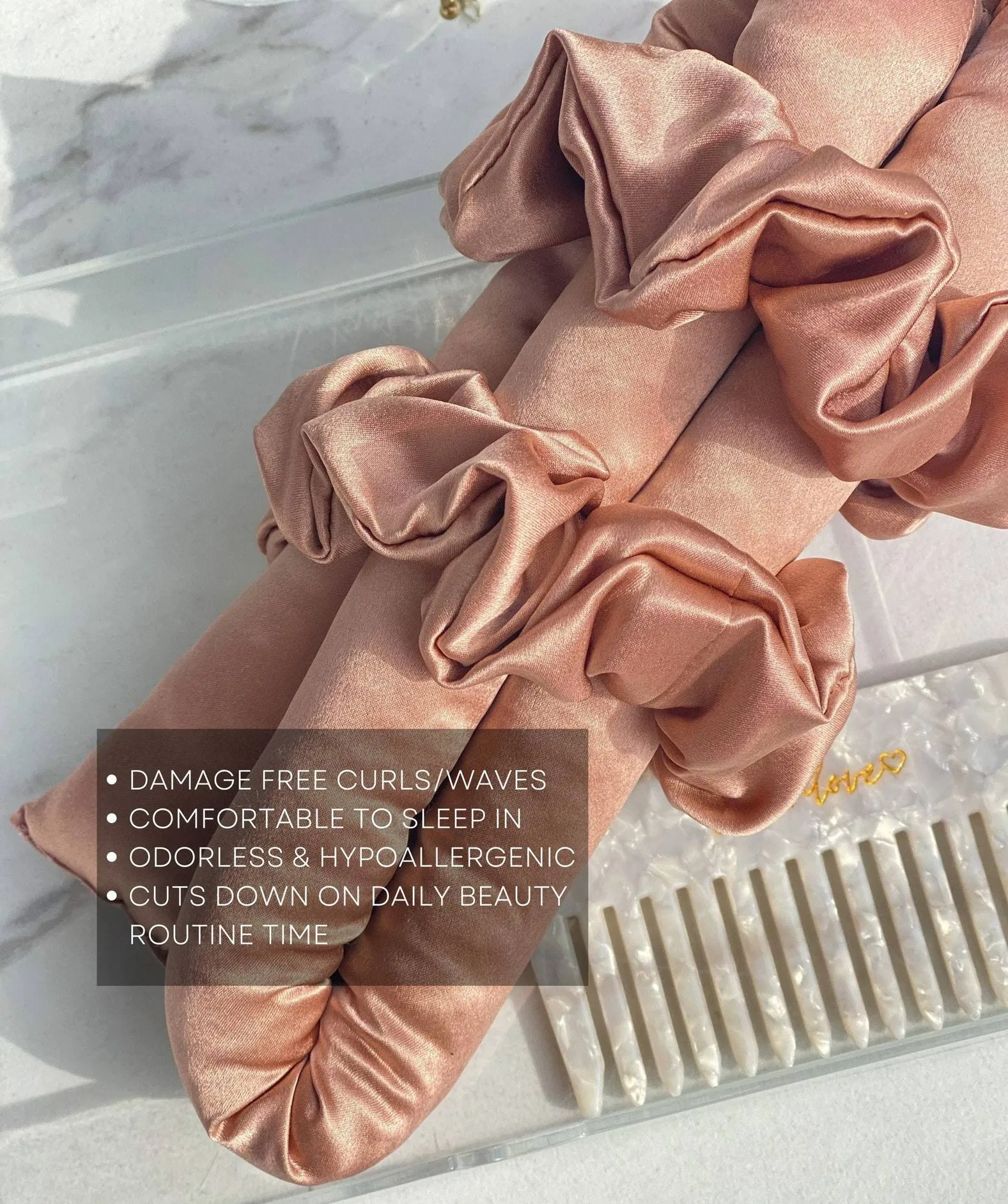 2025 Fashion Heatless Hair Curler 100% Mulberry Silk Heatless Curls Curler with Scrunchies