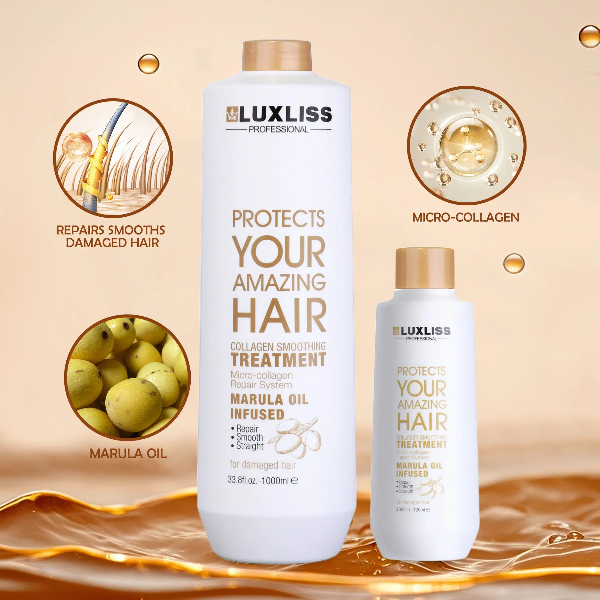 Luxliss Marula Oil Straightening Hair Repair Damaged Smoothing Collagen Hair Treatment Cream