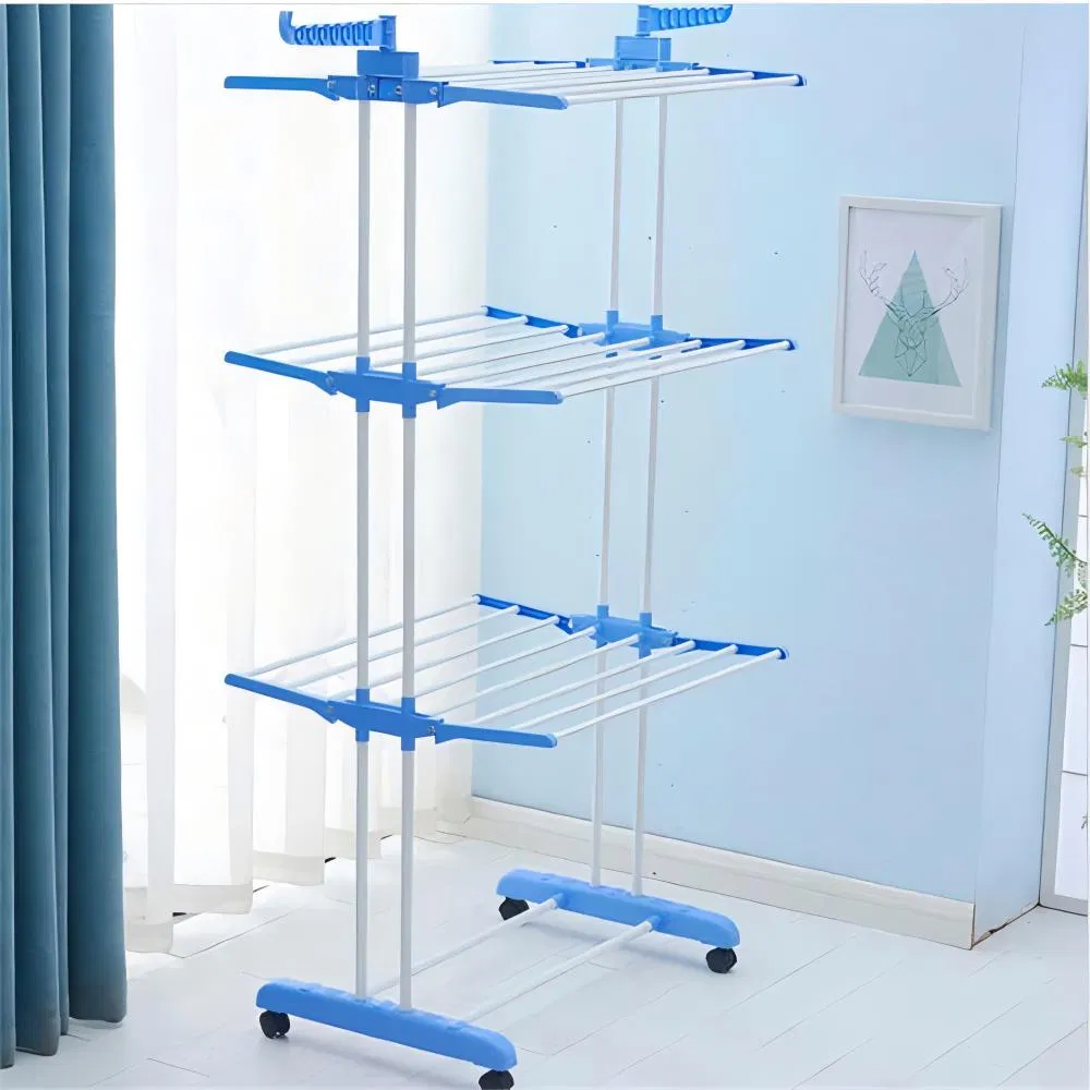Stainless Standing 3 Layers Clothes Drying Rack Laundry Hanging Metal Clothes Hangers