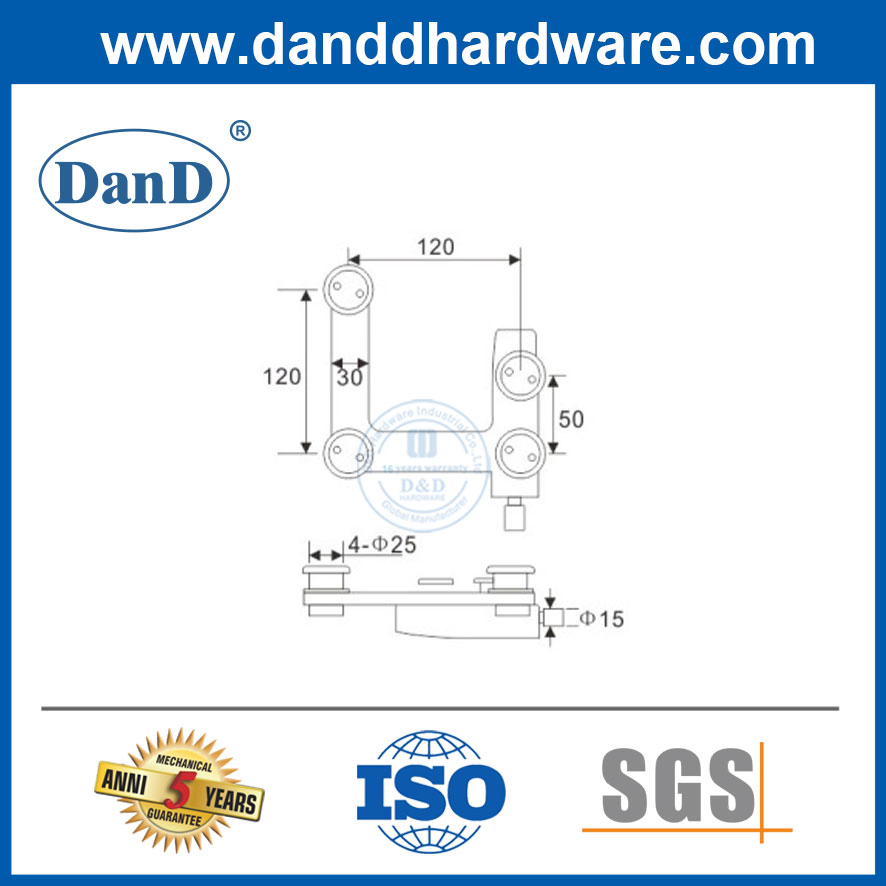 Stainless Steel Fitting Curving Connector Pivot for Glass Door System