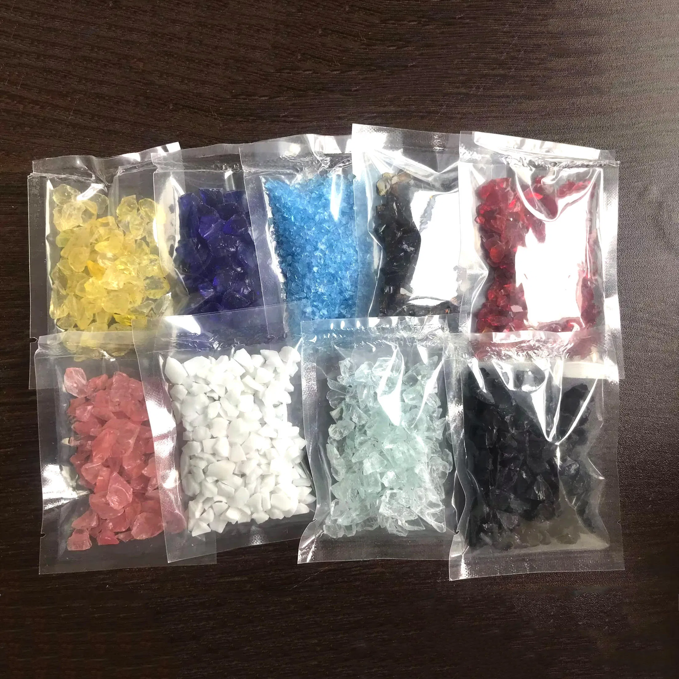 Clear Blue and Pink Crushed Glass Chips for Epoxy Flooring