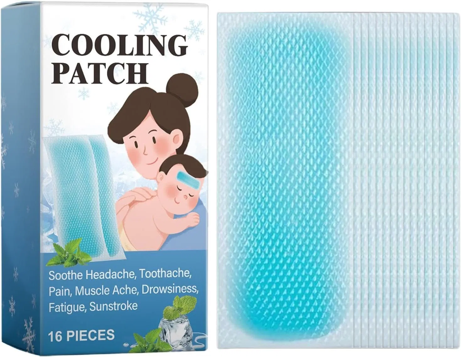 Hearbal Menthol Mint Fever Reducing Cooling Gel Pad Patch