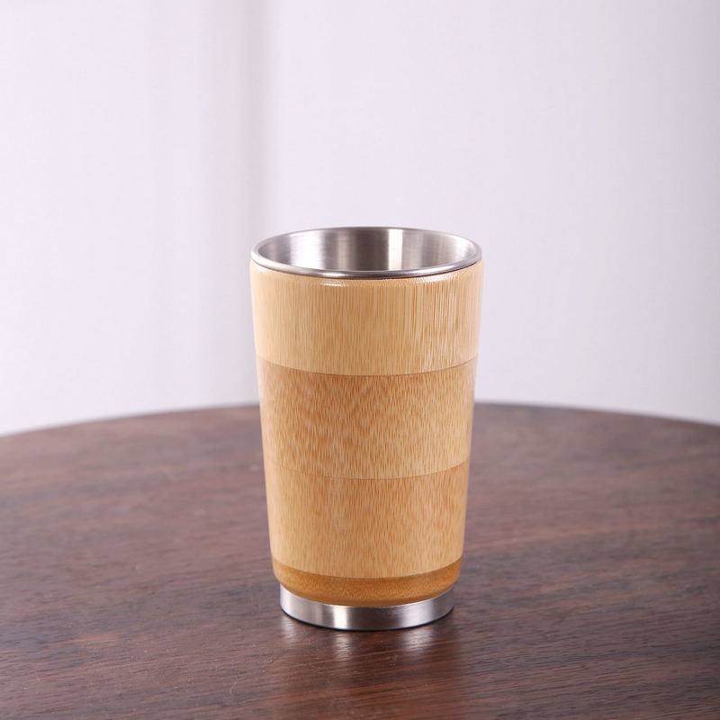 Natural Bamboo Tumbler Stainless Steel Travel Mug