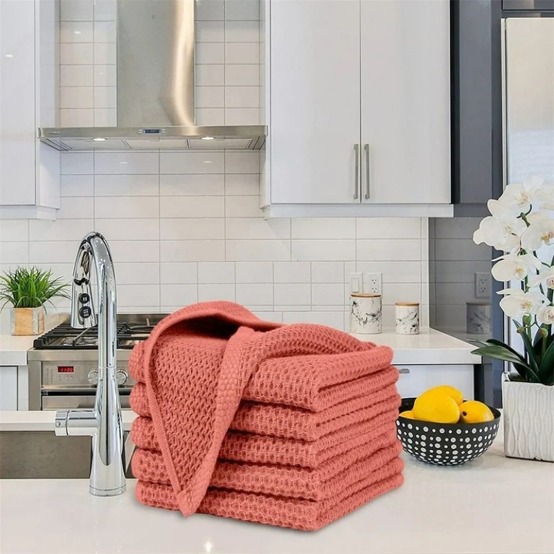 Cotton Honeycomb Kitchen Square Towel Easy Cleaning Hook Waffle Squares Towel