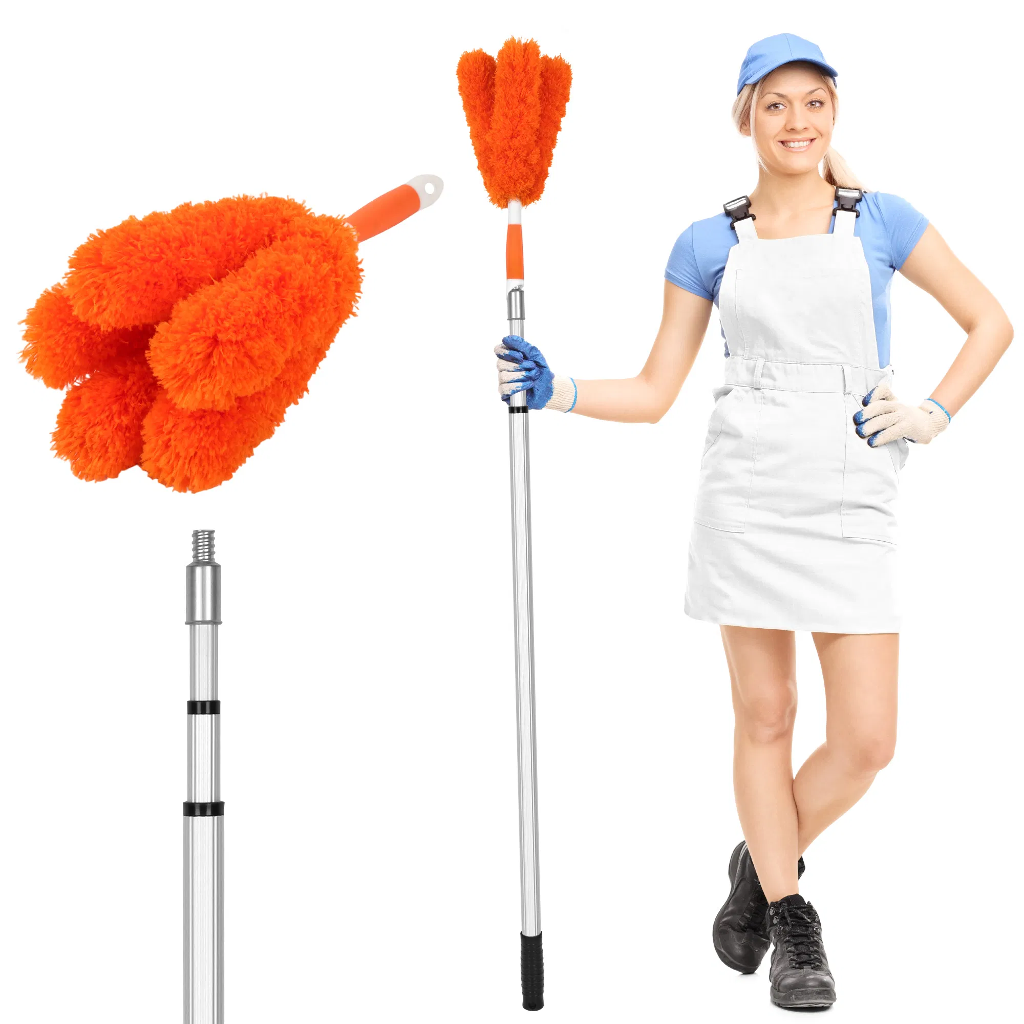 Petal Shaped Telescopic Microfiber Brush with Extension Pole Reusable Duster