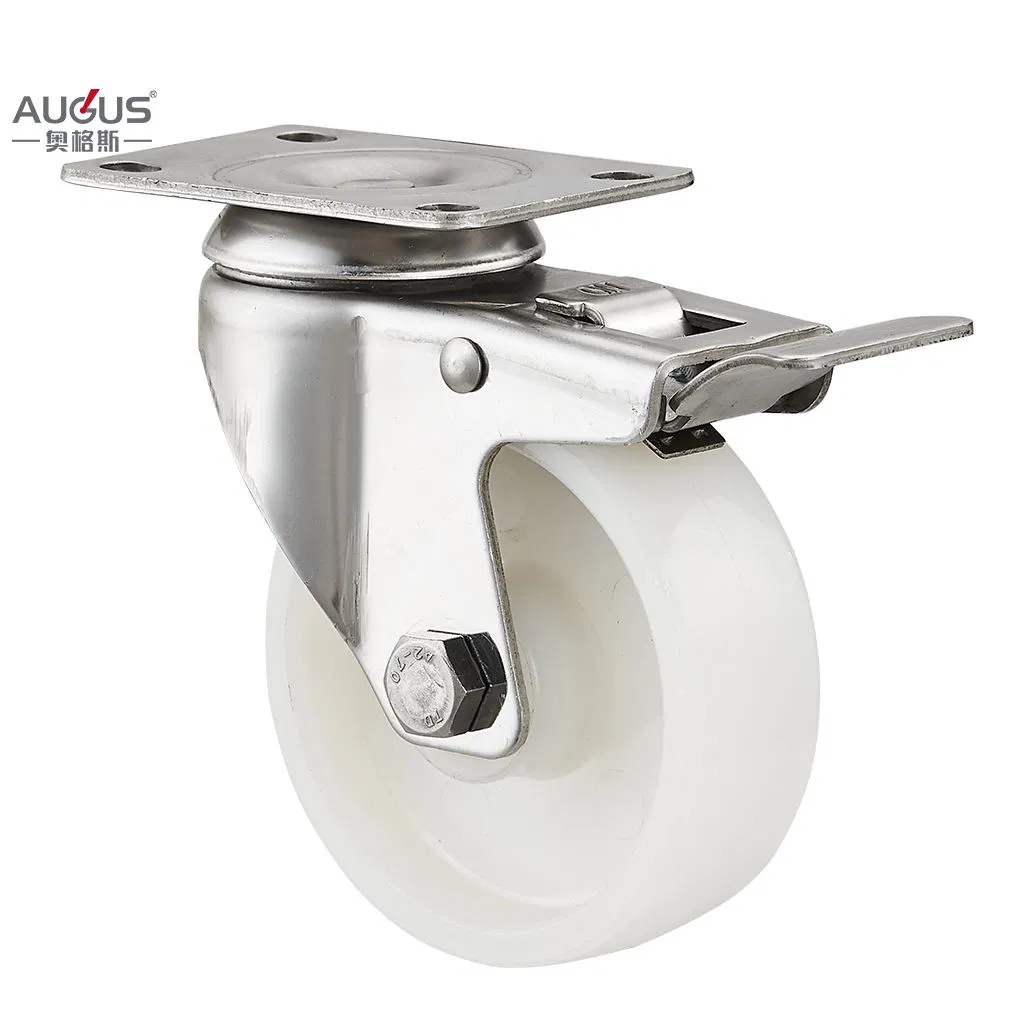 2304 Stainless Steel Medium Duty 3 4 5 Inch Tool and Hardware White Nylon Castor Wheels