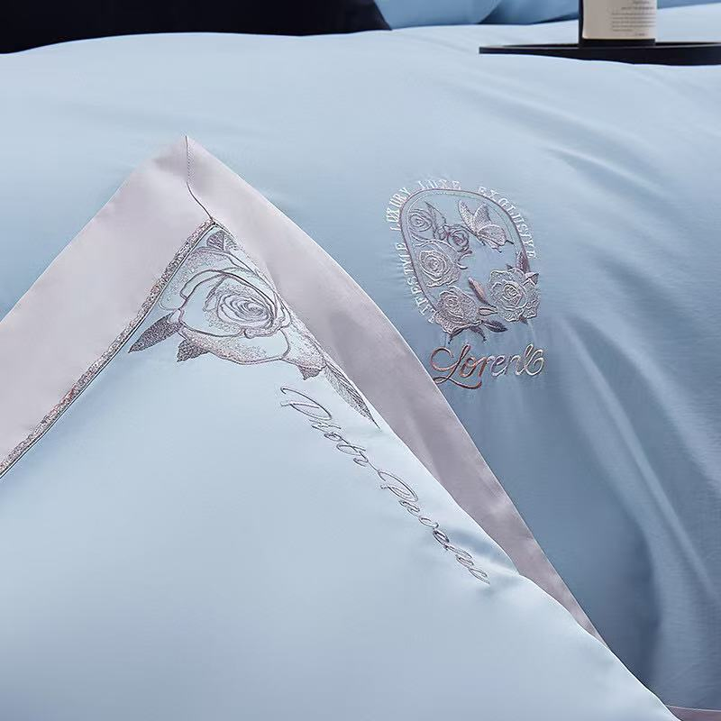 Комплект постельного белья из хлопка с вышивкой, 4 предмета