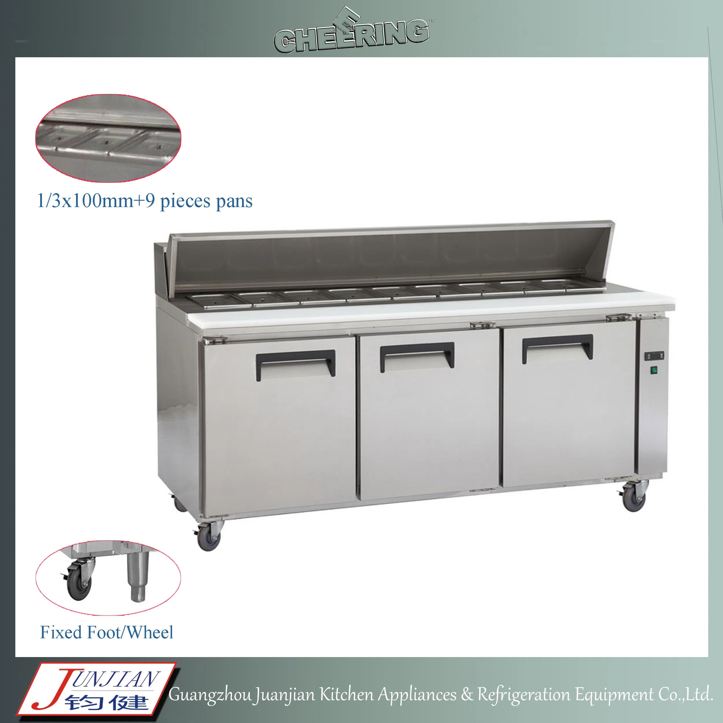CE Certified 3-Door Commercial Pizza Sandwich Refrigerator Unit