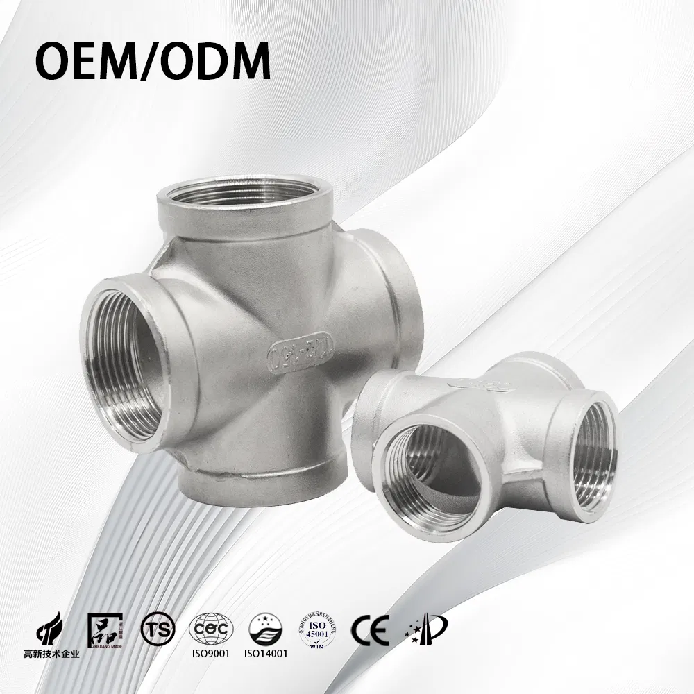 Stainless Steel Industries Sandrolling Thin-Wall Threaded Pipe Cross with Press Fitting