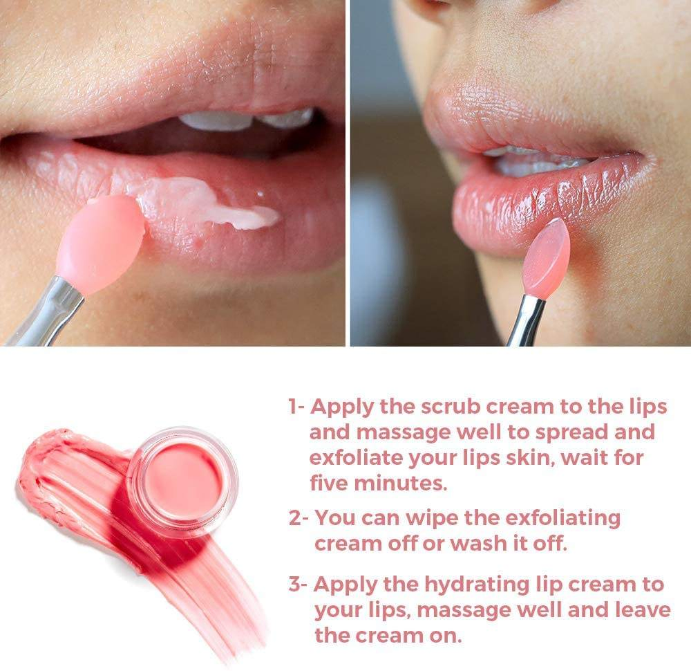 Fruit Moisturizer Exfoliator Sugar Pink Lips Care Lip Balm and Scrub Set
