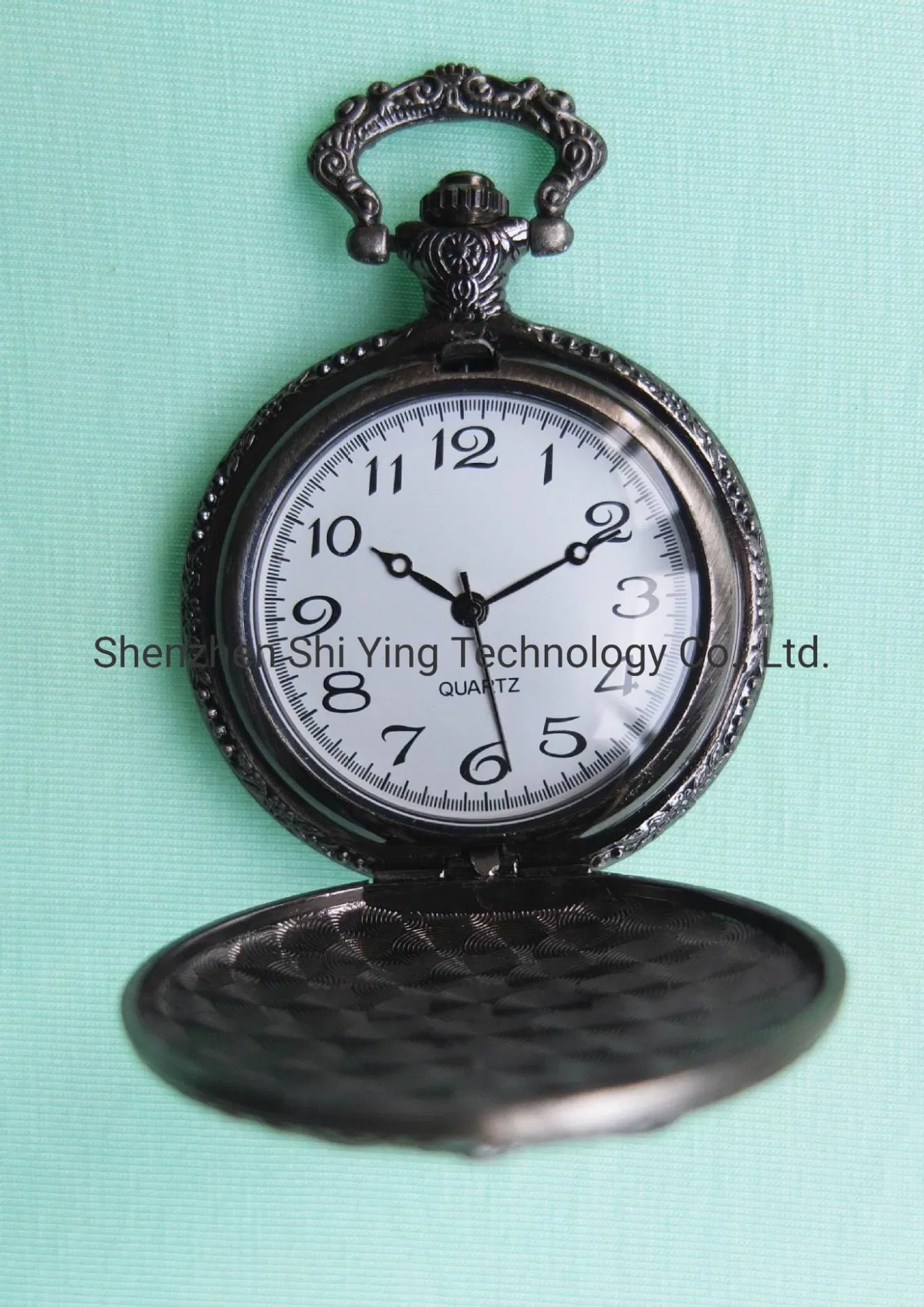 Custom Logo 50mm Analog Quartz Yellow Gold Pocket Watch with Chain