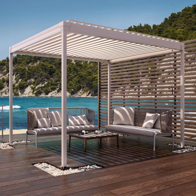 Elegant Aluminium LED Pergola with Electric Louvres for Outdoor Spaces
