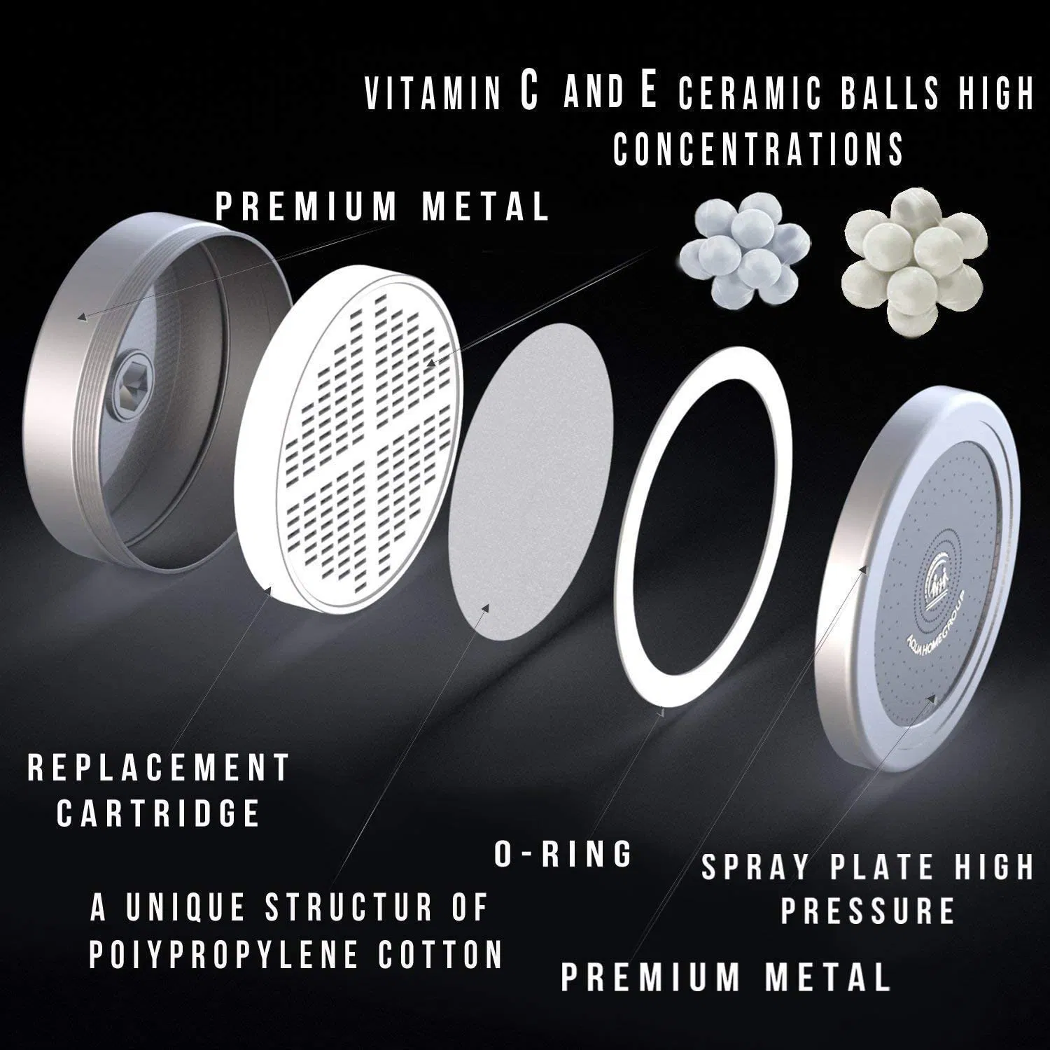 Фильтр для душа 15-ступенчатый с насадкой, для жесткой воды