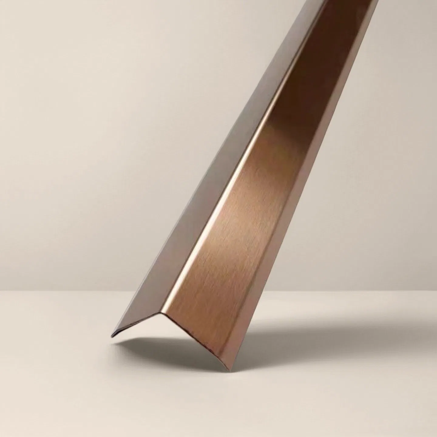 T&C L24 L-Shape PVD Rose Gold Color Mirror Brushed Finish L Profile Trim for Wall Corners