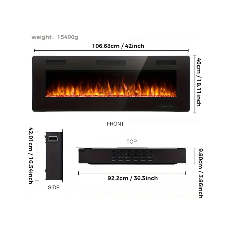 Modern Design Indoor Steel Remote Control LED Light Insert Decorative Electric Fireplace
