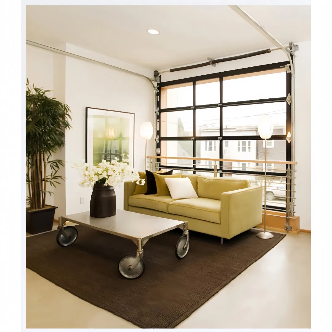 Sturdy and Durable Tempered Glass Segmented Industrial Door, Upward Sliding Garage Door