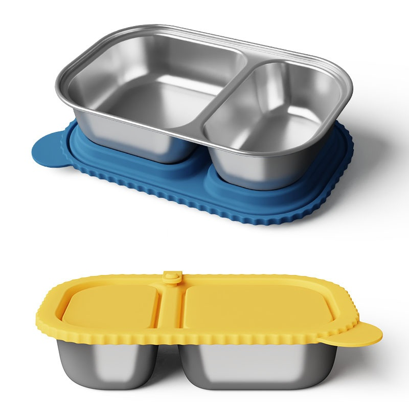 Sustainable 304 Stainless Steel Lunch Box with Silicone Lids