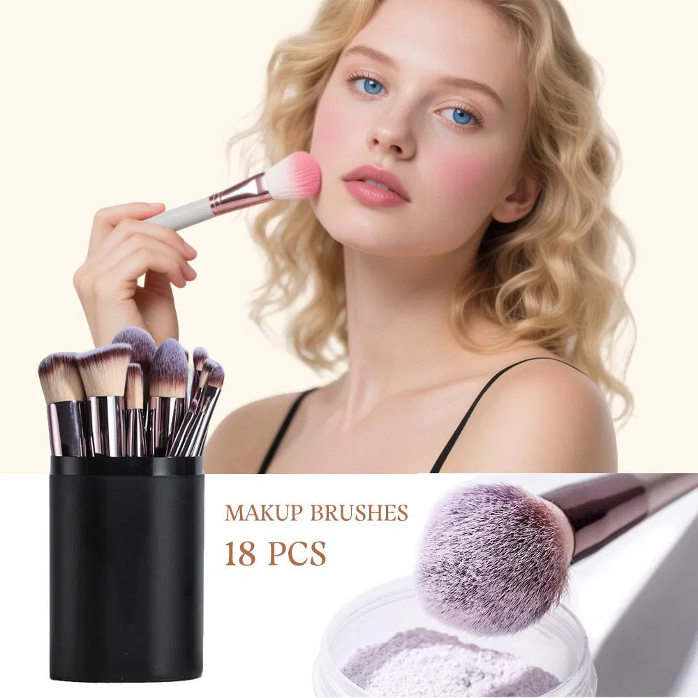 18PCS Professional Synthetic Foundation Eyeshadow Blush Cosmetic Makeup Brushes Set Black