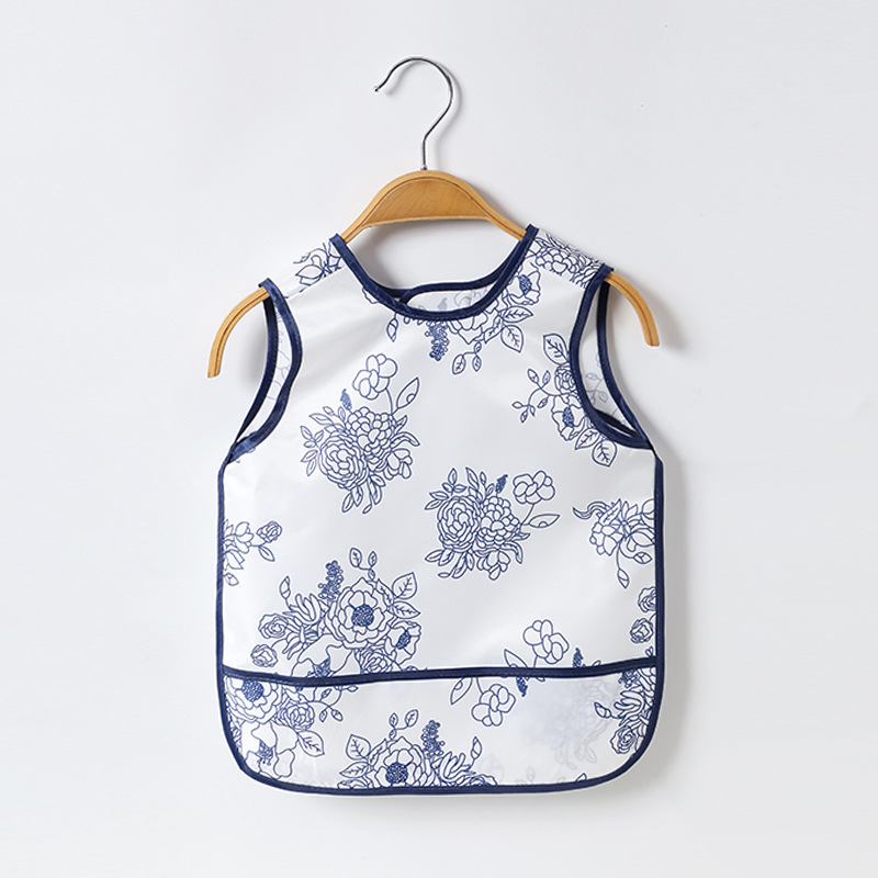 Baby Wear Sleeveless Apron Protective Clothing Reverse Dressing Rice Pocket Baby Bib Eco-Friendly Customized Cheap Cotton Bandana Bib