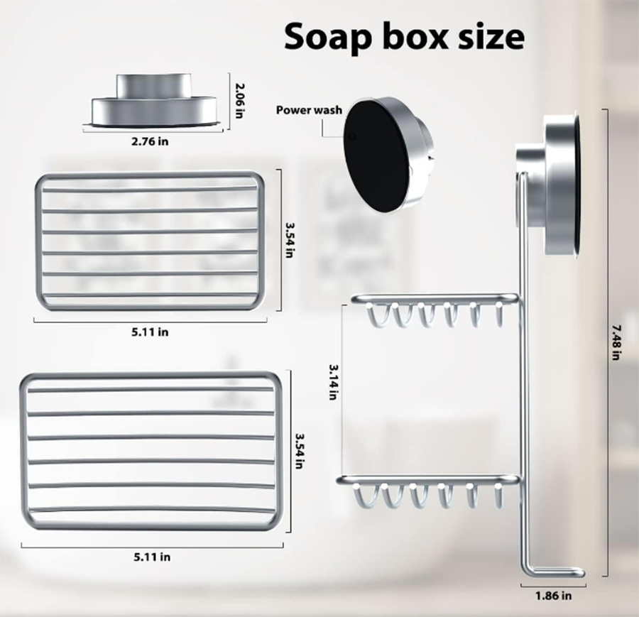 Stainless Steel Soap Holder Soap Dish for Shower with Suction Cup